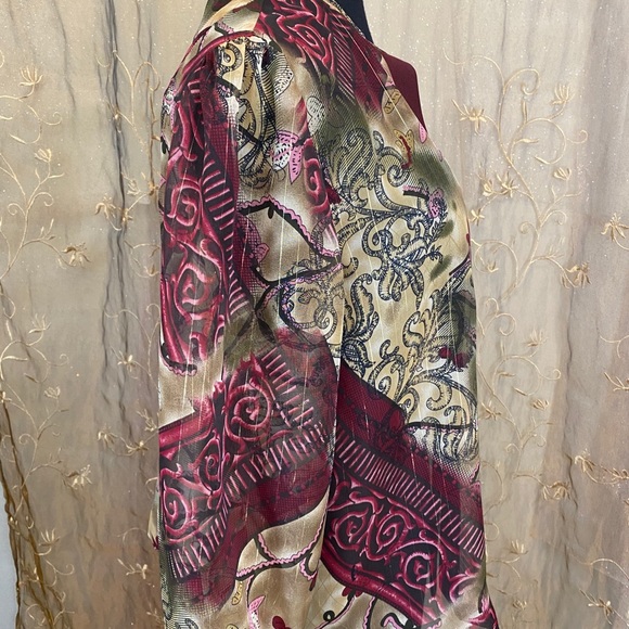 Size 14 L Vintage Chiffon Floral Cardigan - Picture 3 of 12